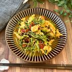 『豆苗の中華風トマたま炒め』炒めたトマトがあまい！小皿中華♪