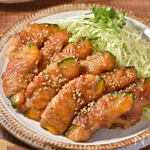 肉巻きかぼちゃの甘辛照り焼き│ご飯がすすむほっくりおかず