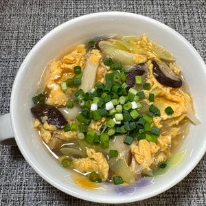 楽ラク手抜キッチン🐶🐾の作ってみた!投稿(【しいたけと長ねぎの中華たまごスープ】簡単！素朴でおいしい♡)