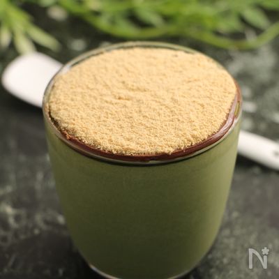 抹茶ババロア　抹茶黒蜜きなこ風