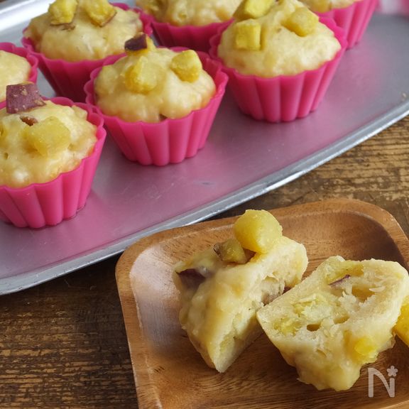 ふわもち♪サツマイモの豆腐蒸しパン
