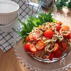 栄養たっぷりヘルシー美味しい♡納豆とミニトマトのパスタサラダ