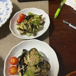 Hikeyの作ってみた!投稿(なすときゅうりのさっぱり生姜和え)