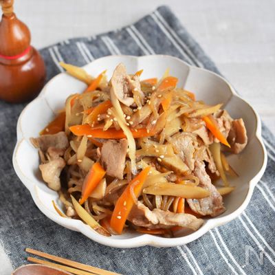 豚肉とごぼうのきんぴら炒め＊美味しく腸活和食！