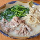 ニラと豚肉の豆乳さっと煮