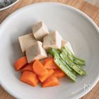【高野豆腐、にんじん、いんげんの煮もの】レンジで♪
