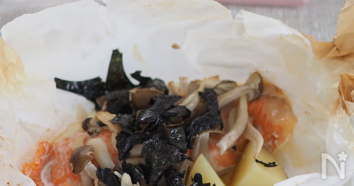 楽ちんなのに栄養満点【鮭ときのこの海苔バター醤油焼き】