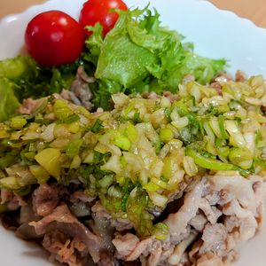 まゆのの作ってみた!投稿(豚こまと舞茸の香味だれ【#下味冷凍#万能だれ#包丁不要】)