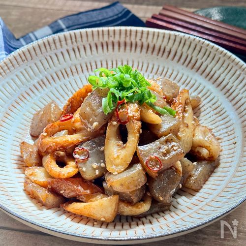 簡単&節約!【こんにゃくとちくわの甘辛炒め】