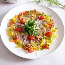 彼がアジの使い方天才と言った！夏色一皿！アジのカルパッチョ