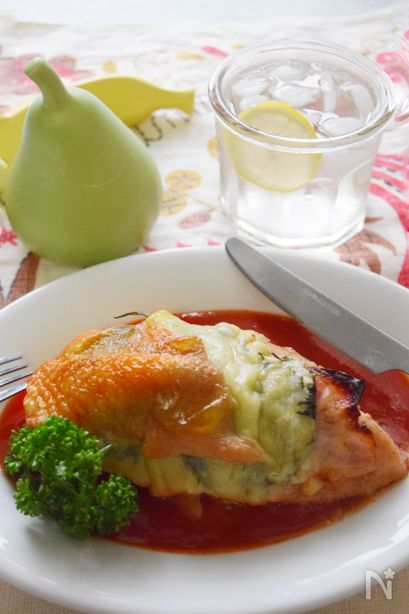 「チキンのサルティンボッカ風」まな板、包丁使いません。