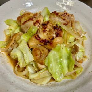 せーちゃんの作ってみた!投稿(鶏のみりん味噌漬け焼きの野菜炒めが旨すぎた🤭🍚)