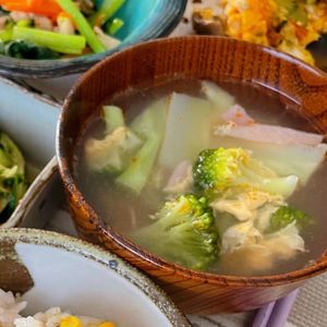 633toの作ってみた!投稿(ブロッコリーと長ネギの中華スープ)