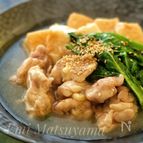 白だしで簡単！＊鶏肉と絹揚げと小松菜の治部煮風＊