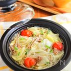キャベツと豚肉のうま塩春雨スープ