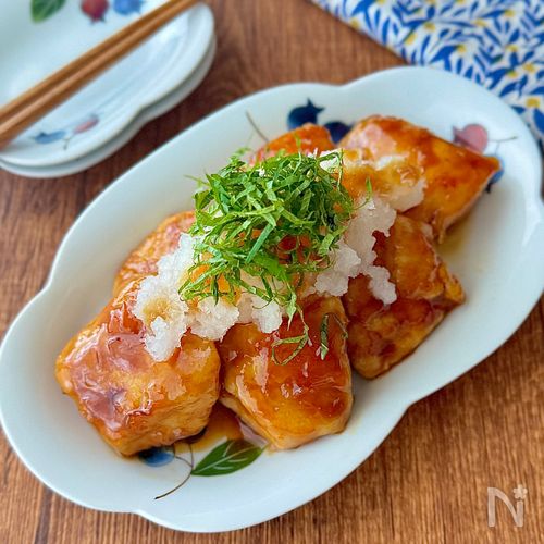 鶏むね肉の甘酢照り焼き・おろしそのせ