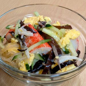 まゆのの作ってみた!投稿(【うちのレンチン春雨サラダ】ふわふわ卵もレンジ!美味しいよ♡)