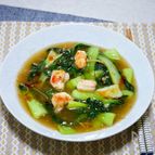 ラー油たっぷり「海老とチンゲン菜の生姜風味炒め」