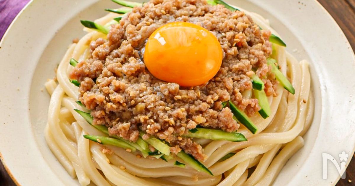 【レンジだけ！肉味噌冷やしうどん】火を使わない！簡単レシピ
