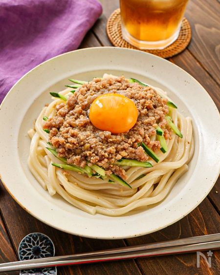 【レンジだけ！肉味噌冷やしうどん】火を使わない！簡単レシピ