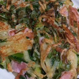852468の作ってみた!投稿(【ねぎベーコンのじゃがチーズチヂミ】マヨ醤油で♡推せるチヂミ)