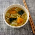 体ポカポカ♪かぼちゃとねぎのしょうが味噌汁（だしいらず）
