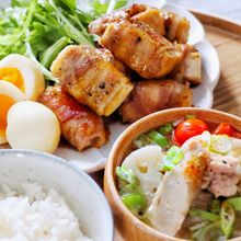 定食屋さんみたい【肉巻き厚揚げ&とん汁定食】