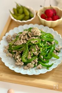 ピーマン大量消費に♡豚ひき肉の白だし炒め【簡単作りおき】