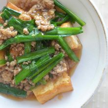 節約レシピ 厚揚げとニラのひき肉あんかけ