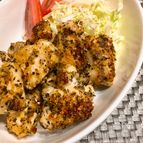 むね肉で簡単、節約【バジルチーズパン粉焼き】