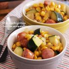 ウインナーと夏野菜のコロコロ塩バターコンソメ♡