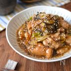 塩昆布とめんつゆで鶏もも白菜炒め