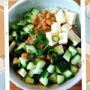 チョロリスの作ってみた!投稿(やみつきになるおいしさ！納豆きゅうりチーズごはん)