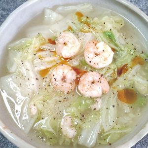 M＊Pの作ってみた!投稿(ピリッと「白菜と海老のあんかけラーメン」)