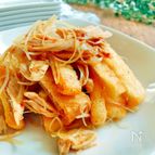 ピリ辛★焼き油揚げと鶏ささみのネギあえ

