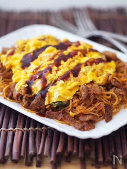 キムチ＆オイスターのオム焼きそば