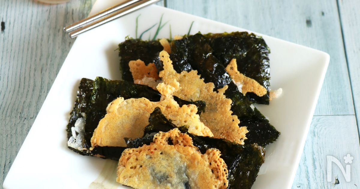 パリパリチーズとおこげの海苔キムチなおつまみ