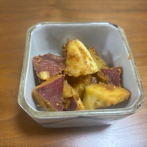 こむぎの作ってみた!投稿(レンチン5分！
【さつまいものごまきなこ和え】)