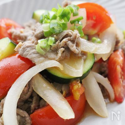 夏野菜と豚肉のゆずポン酢炒め