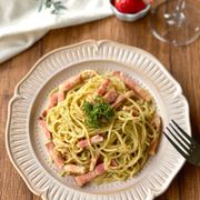 大葉とベーコンのジェノベーゼ風パスタ