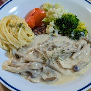 まゆのの作ってみた!投稿(生クリーム不使用★レストラン級きのこクリーム煮込みハンバーグ)