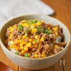 【子供爆食♡︎とうもろこしの味噌バタそぼろ丼】爆速レシピ♩