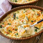 【鶏肉とかぼちゃの濃厚グラタン】混ぜて焼くだけで簡単✨