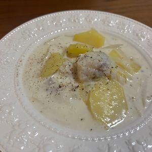 こむぎの作ってみた!投稿(たらとポテトの白味噌ミルクスープ)