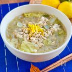 鶏ひき肉と白菜のゆず春雨スープ【生姜でぽかぽか♪】