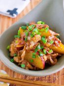 めんつゆでラクラク♪『豚こまとさつまいものスタミナ炒め』