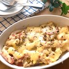 子供も喜ぶ・おつまみ♡れんこんとベーコンの重ねマヨチーズ焼き