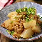レンジで時短！大根の甘辛肉味噌炒め