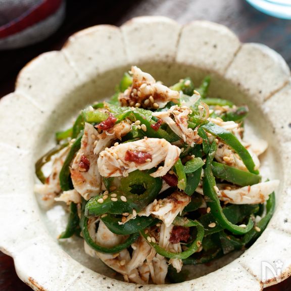 ささ身とピーマンの梅おかかサラダ【#作り置き#お弁当】