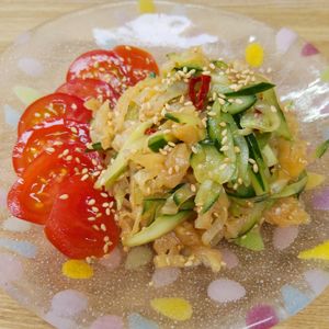 もんぶらん°・*:.。.☆の作ってみた!投稿(ひと手間で超絶品！中華くらげのサラダ)